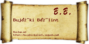 Bujáki Bálint névjegykártya