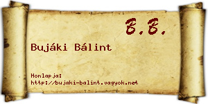 Bujáki Bálint névjegykártya